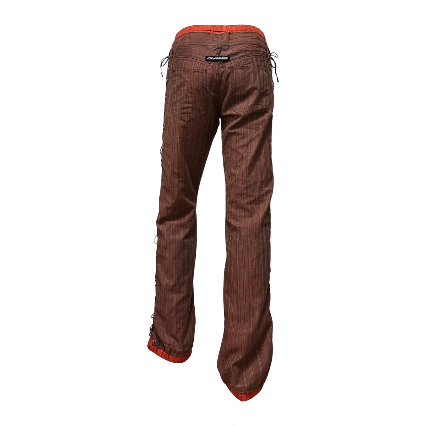 JEAN PAUL GAULTIER Striped Laced Up Straight Pants