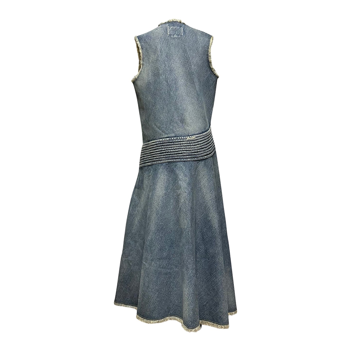 JUNYA WATANABE Distressed Twisted Washed Denim Long Dress