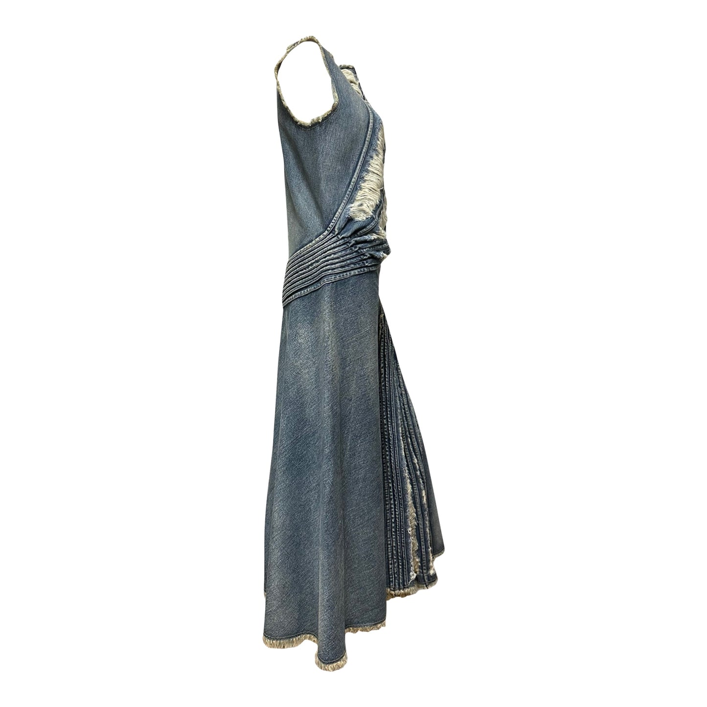 JUNYA WATANABE Distressed Twisted Washed Denim Long Dress
