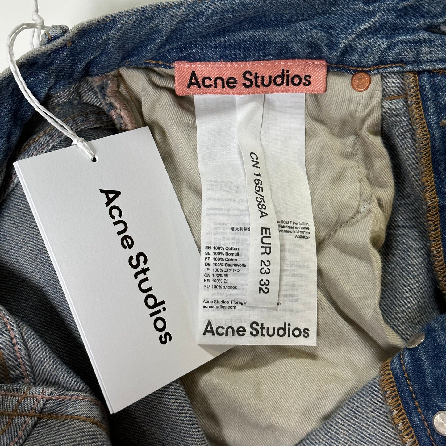 ACNE STUDIOS Fall Winter 2023 Ripped Detailing Wide Leg Jeans