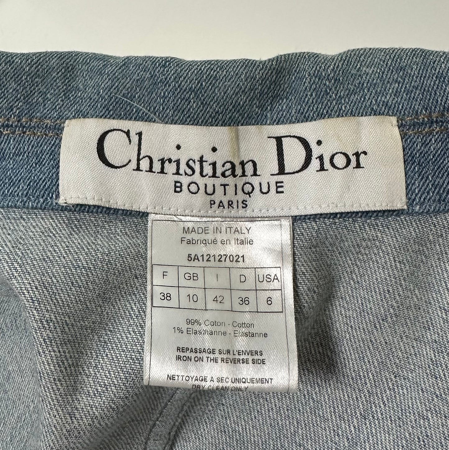 CHRISTIAN DIOR Spring Summer 2005 Flower Patchwork Button Up Denim Jacket