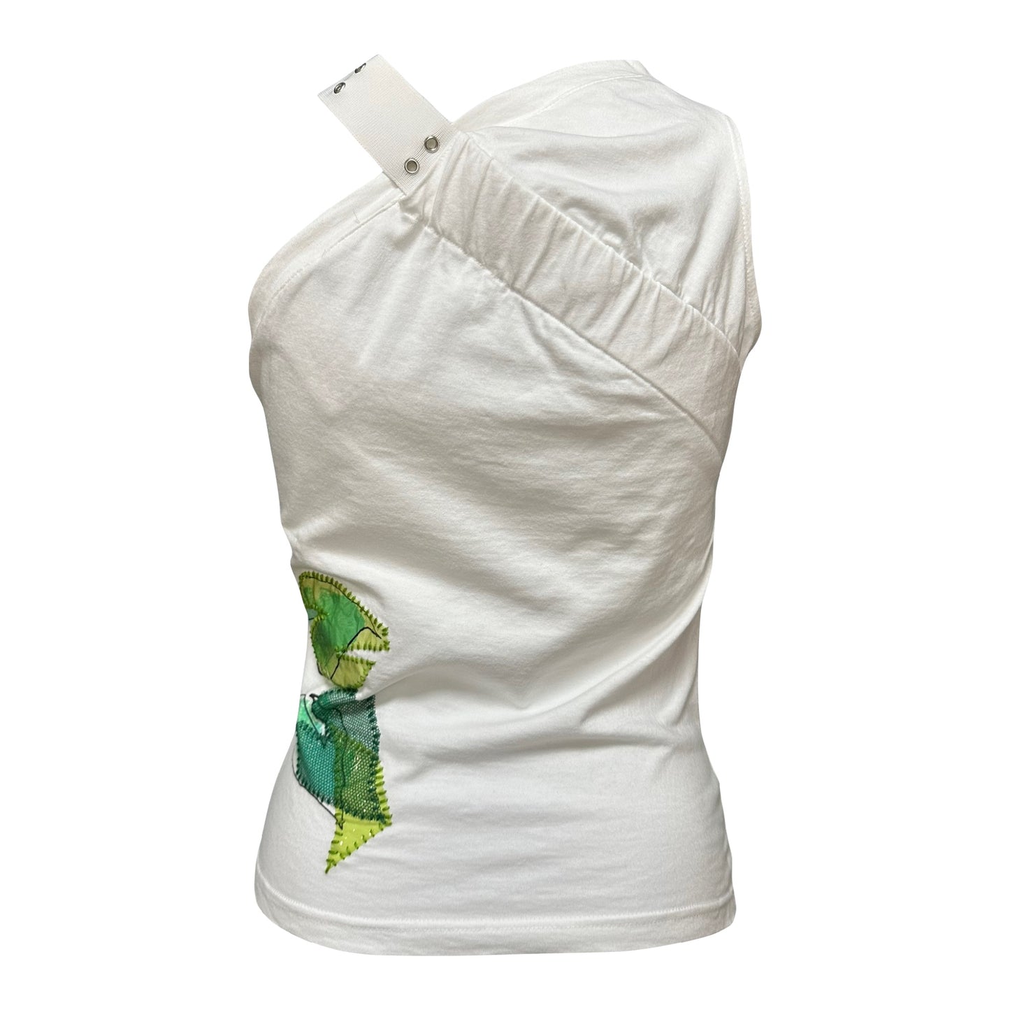 CHRISTIAN DIOR Spring Summer 2003 Flower Appliqué One Shoulder Top