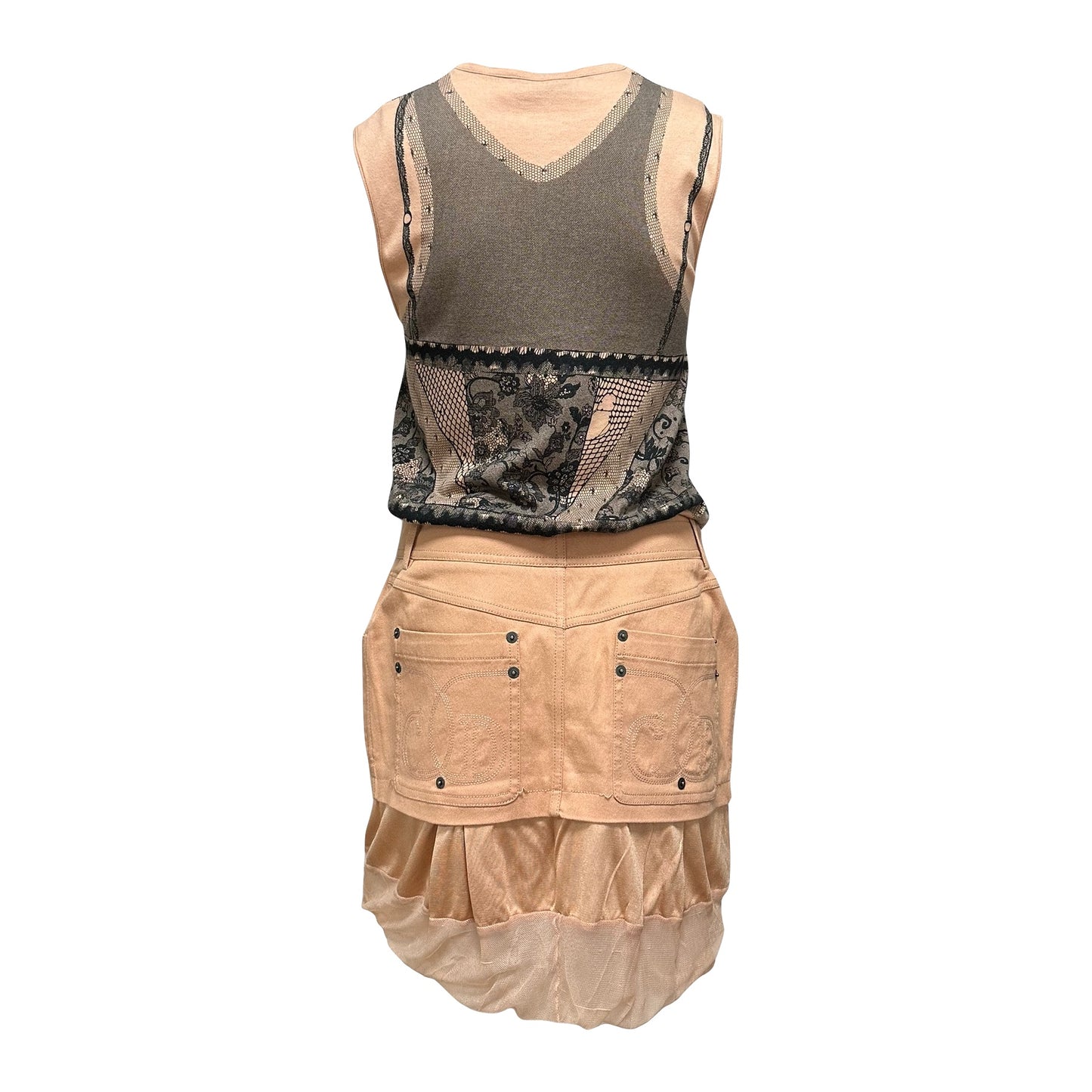 CHRISTIAN DIOR Spring Summer 2006 Lace Print Denim Docking Mini Dress