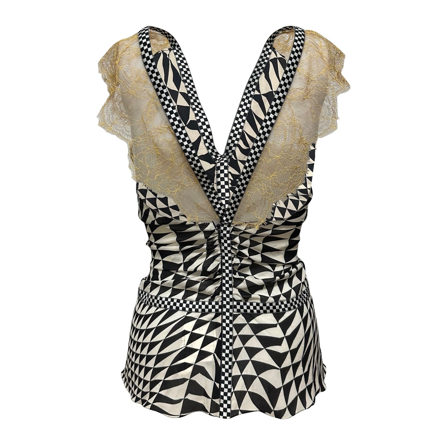 DOLCE&GABBANA Fall Winter 2003 Psychedelic Print Lace Trim Tank Top