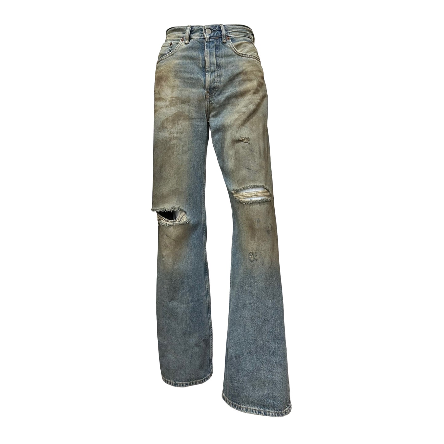 ACNE STUDIOS Fall Winter 2023 Ripped Detailing Wide Leg Jeans