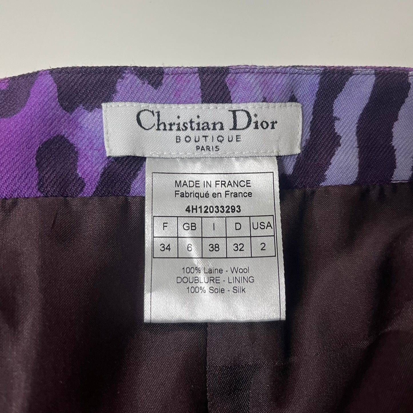CHRISTIAN DIOR Fall Winter 2004 Leopard Print High Waisted Pleated Mini Skirt