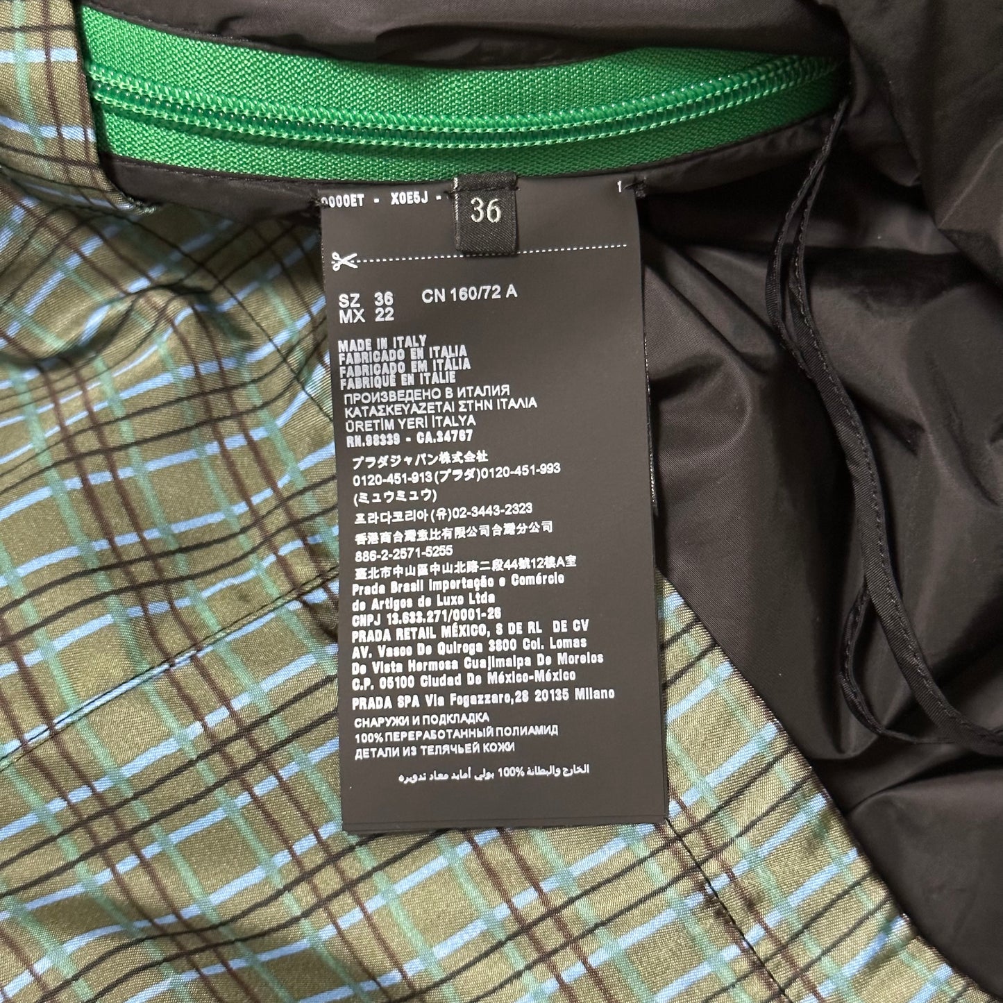 PRADA Spring Summer 2017 Nylon Acqua Checkered Laced Up Midi Dress