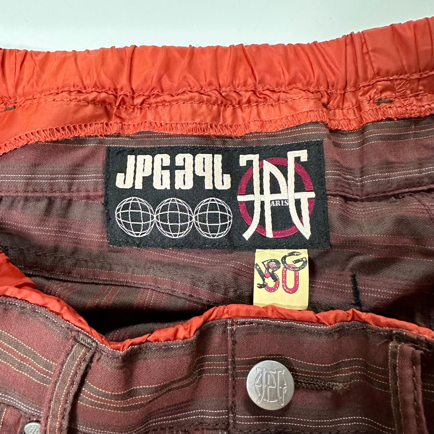 JEAN PAUL GAULTIER Striped Laced Up Straight Pants