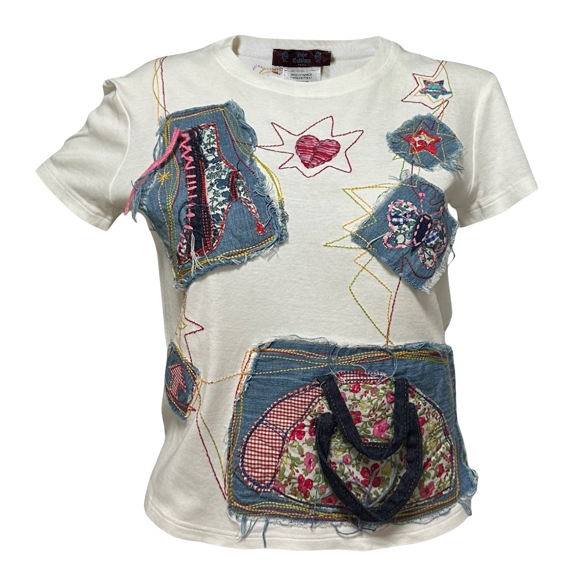 JOHN GALLIANO Spring Summer 2002 Denim Patchwork T-Shirt