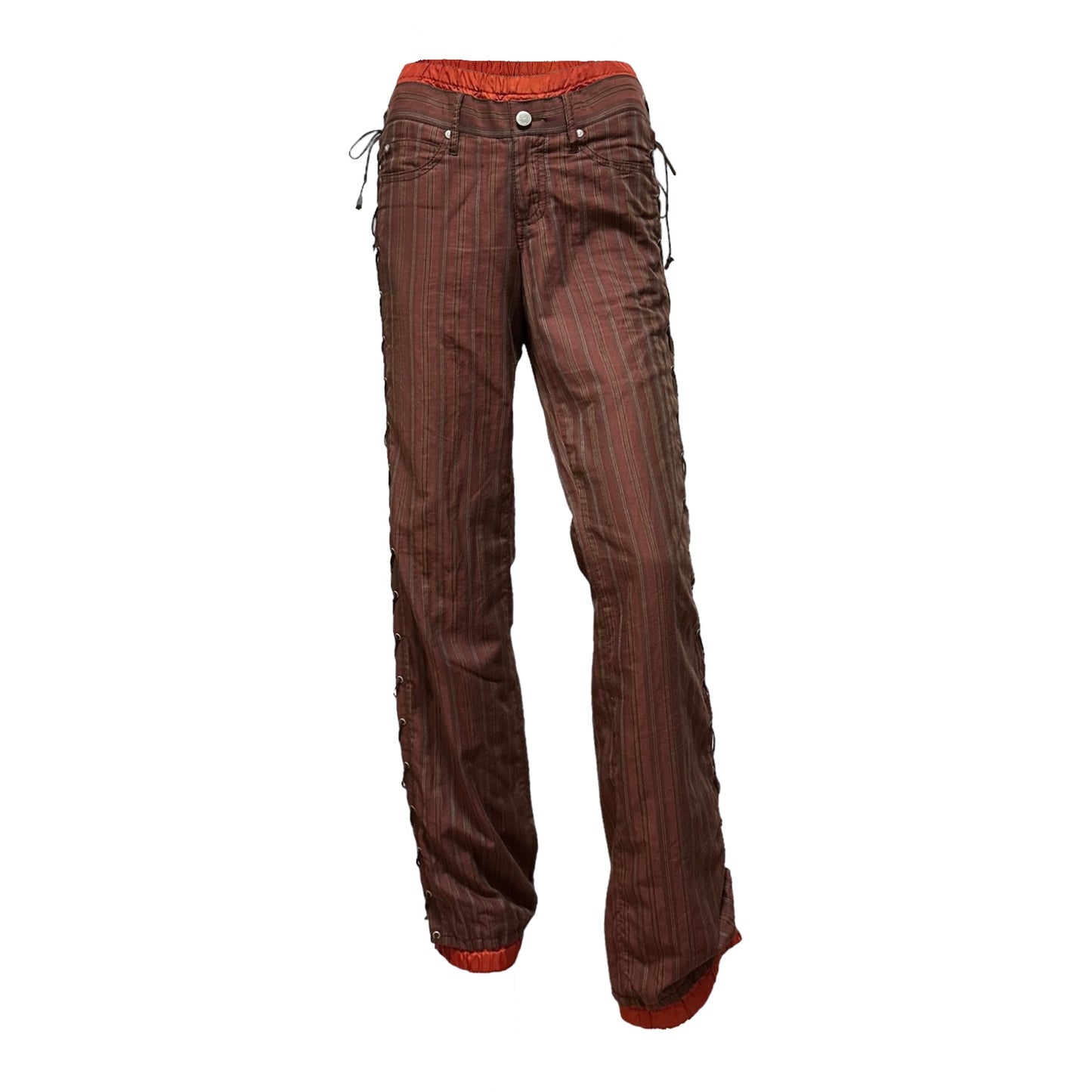 JEAN PAUL GAULTIER Striped Laced Up Straight Pants