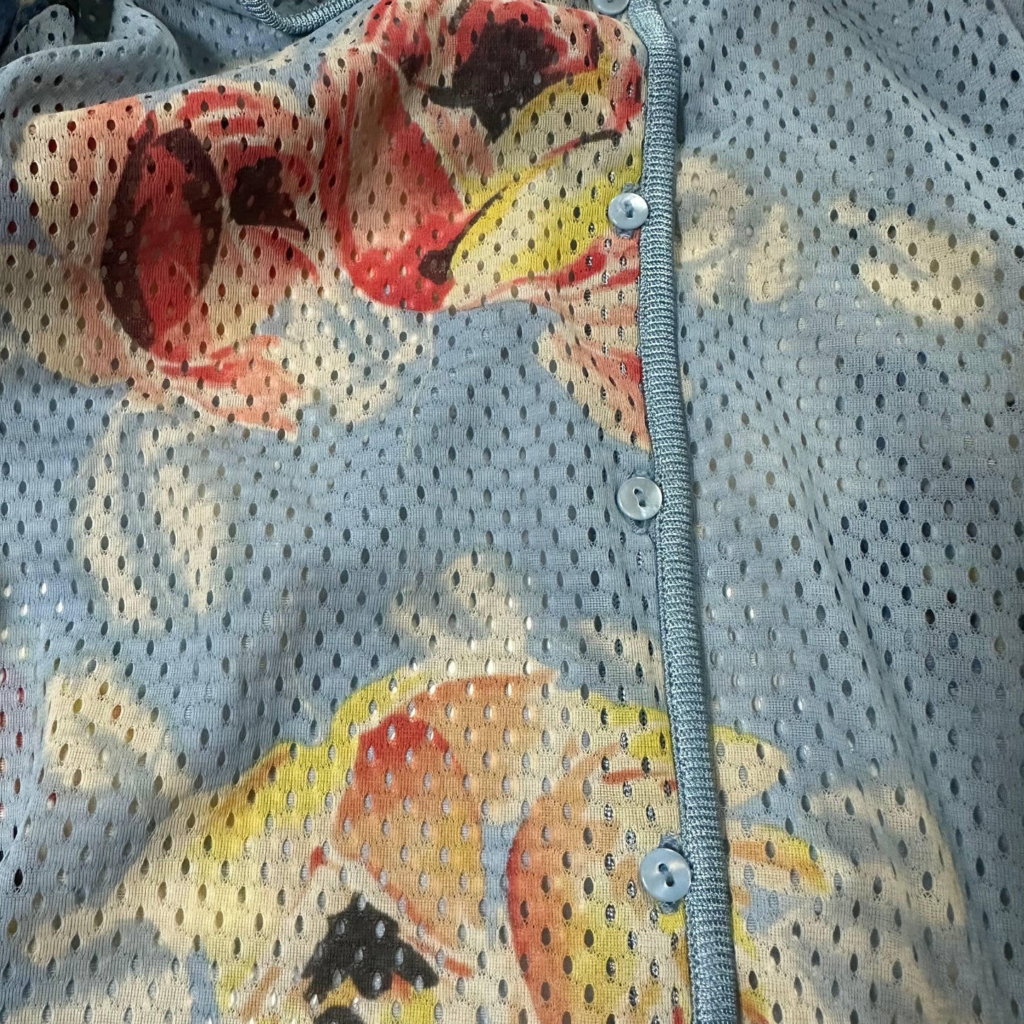 CHRISTIAN DIOR Spring Summer 2001 Floral Print Mesh Cardigan