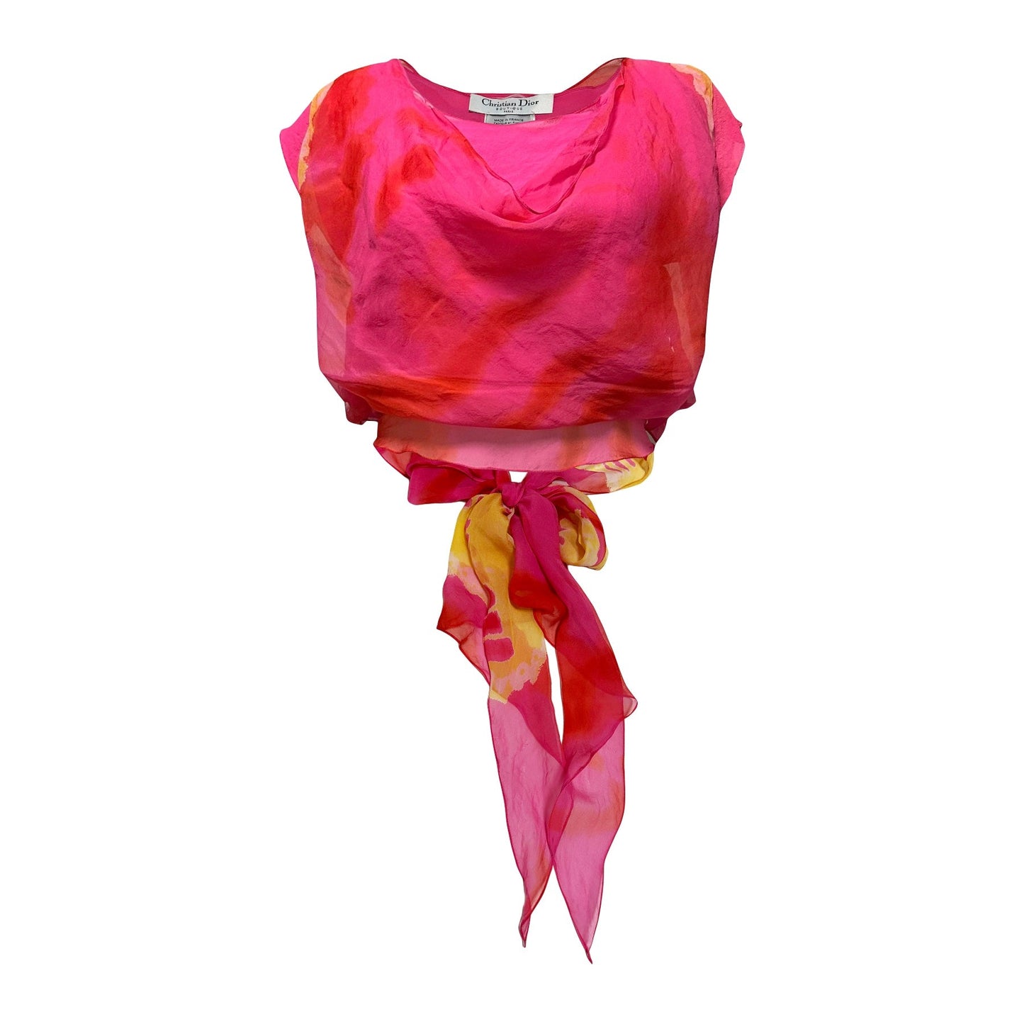 CHRISTIAN DIOR Spring Summer 2003 Tie-Dye Sheer Side Slit Blouse
