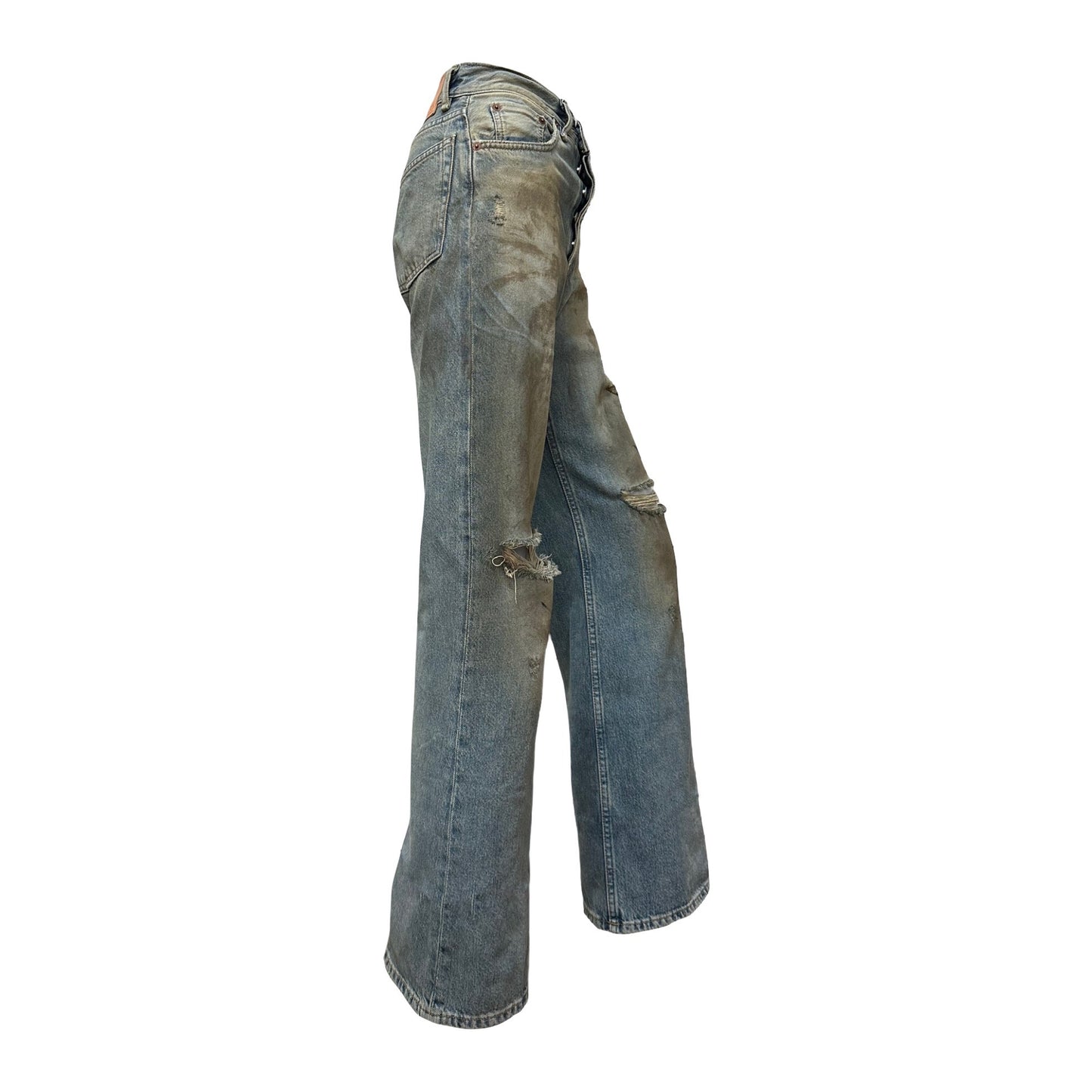 ACNE STUDIOS Fall Winter 2023 Ripped Detailing Wide Leg Jeans