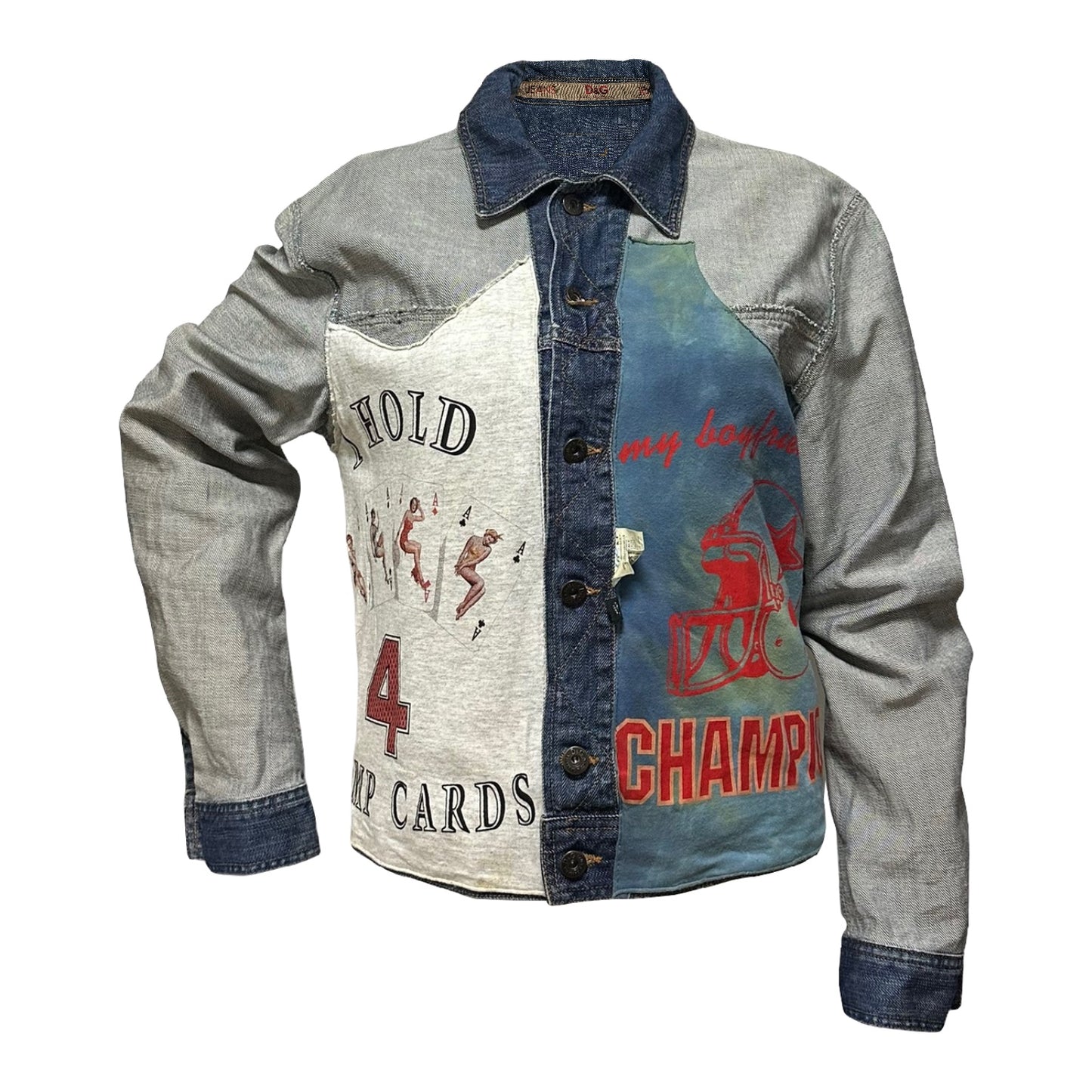 D&G Spring Summer 2002 Panther Patchwork Reversible Denim Jacket