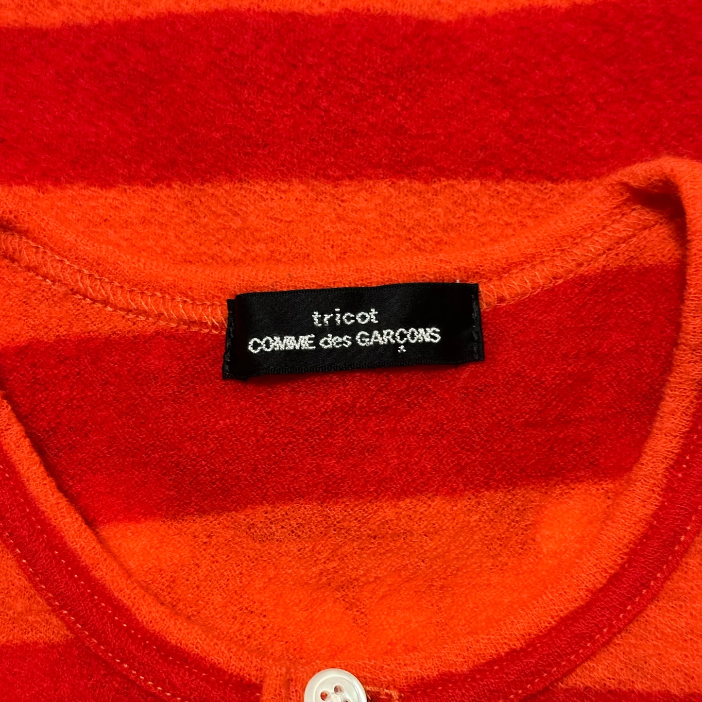 TRICOT COMME DES GARÇONS Logo Print Striped Button-Up Cardigan