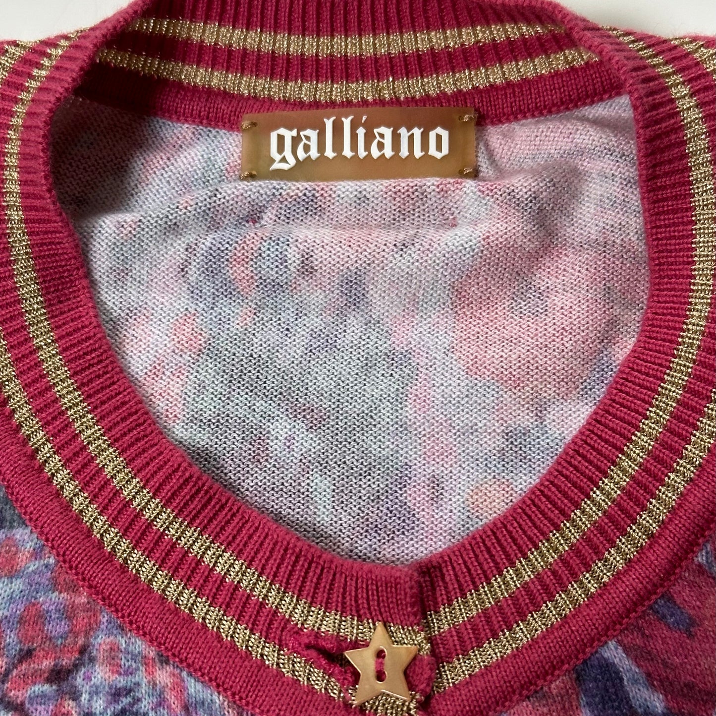 JOHN GALLIANO Floral Newspaper Print Knit Cardigan