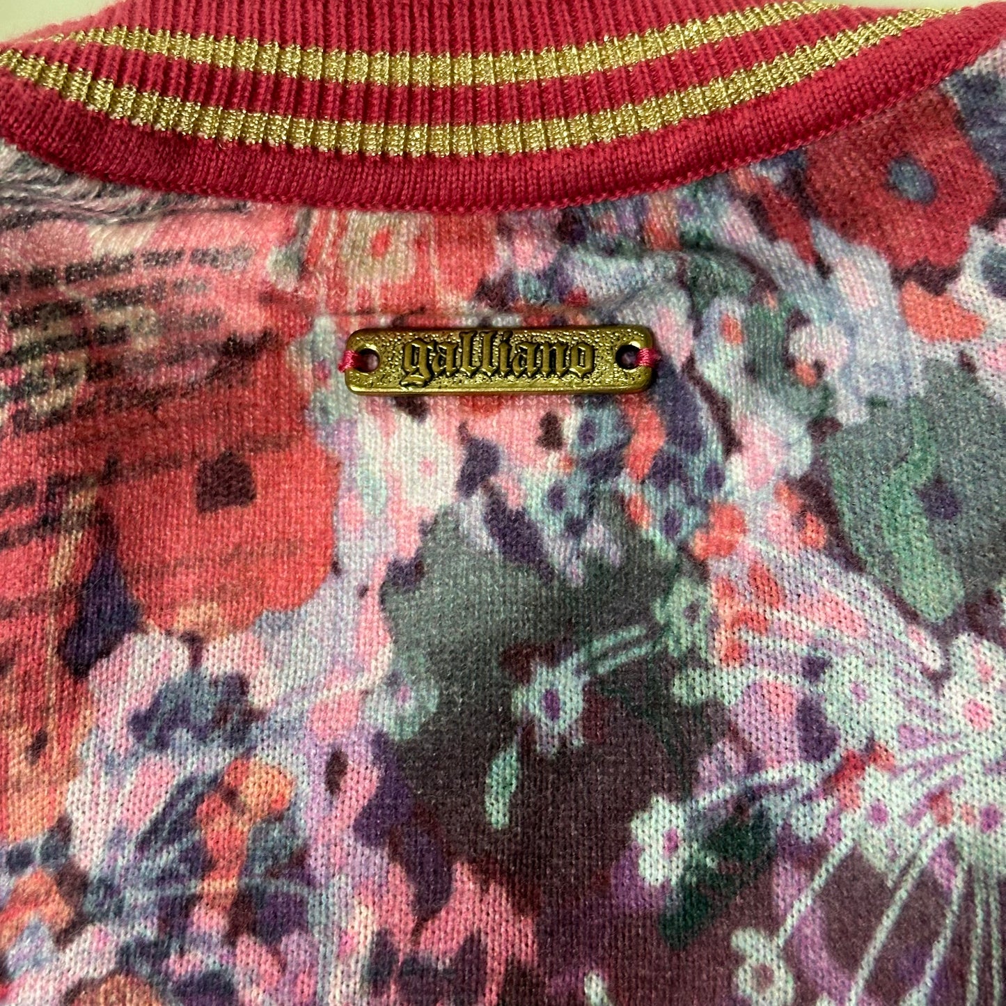JOHN GALLIANO Floral Newspaper Print Knit Cardigan