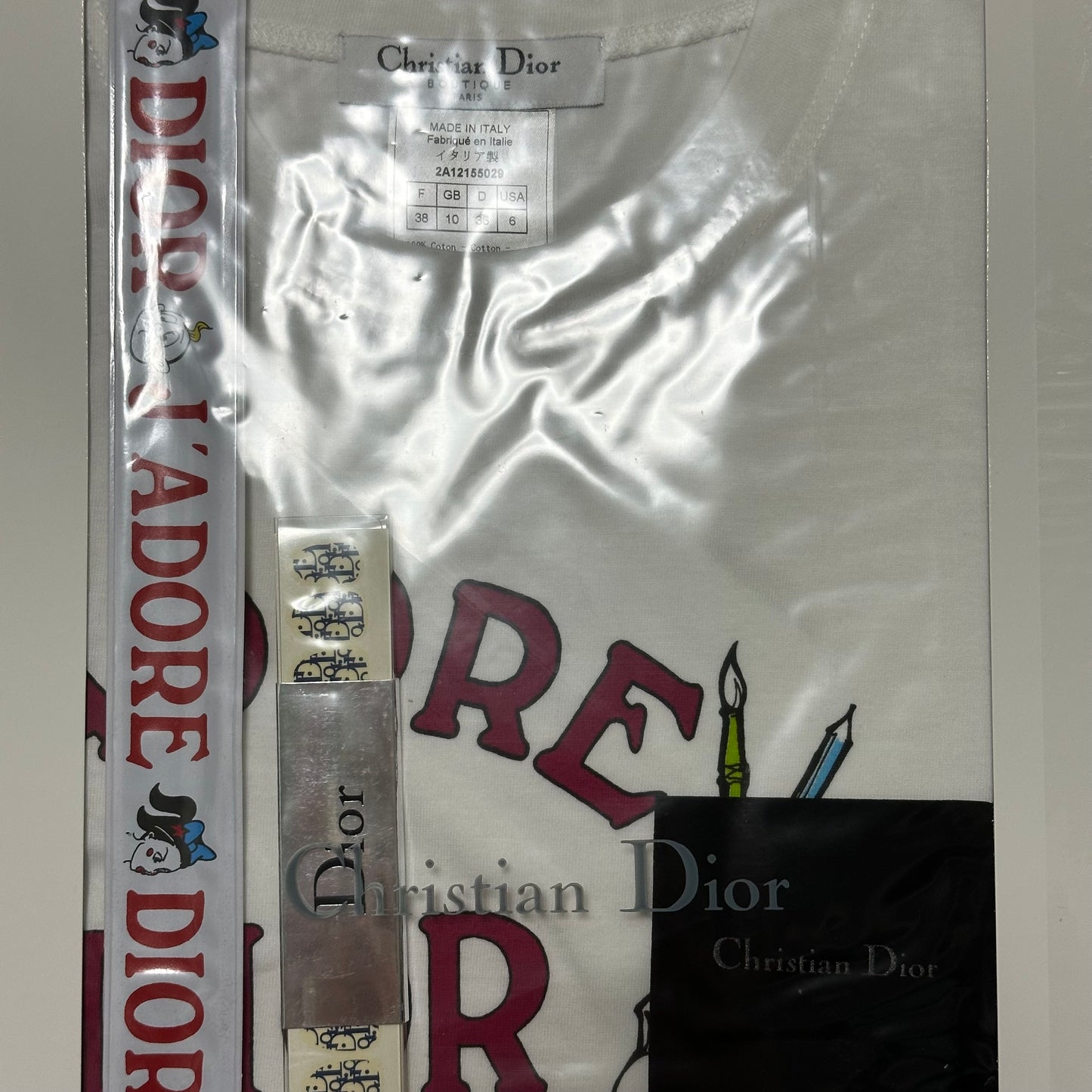 CHRISTIAN DIOR Spring Summer 2002 Cartoon "J'ADORE DIOR" T-Shirt Set