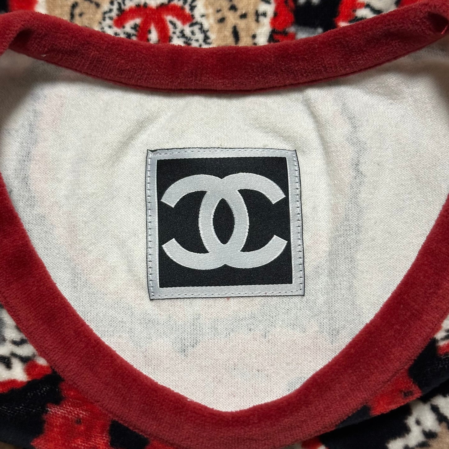CHANEL Sport Spring Summer 2009 Patchwork Print Velour Short Sleeve Top