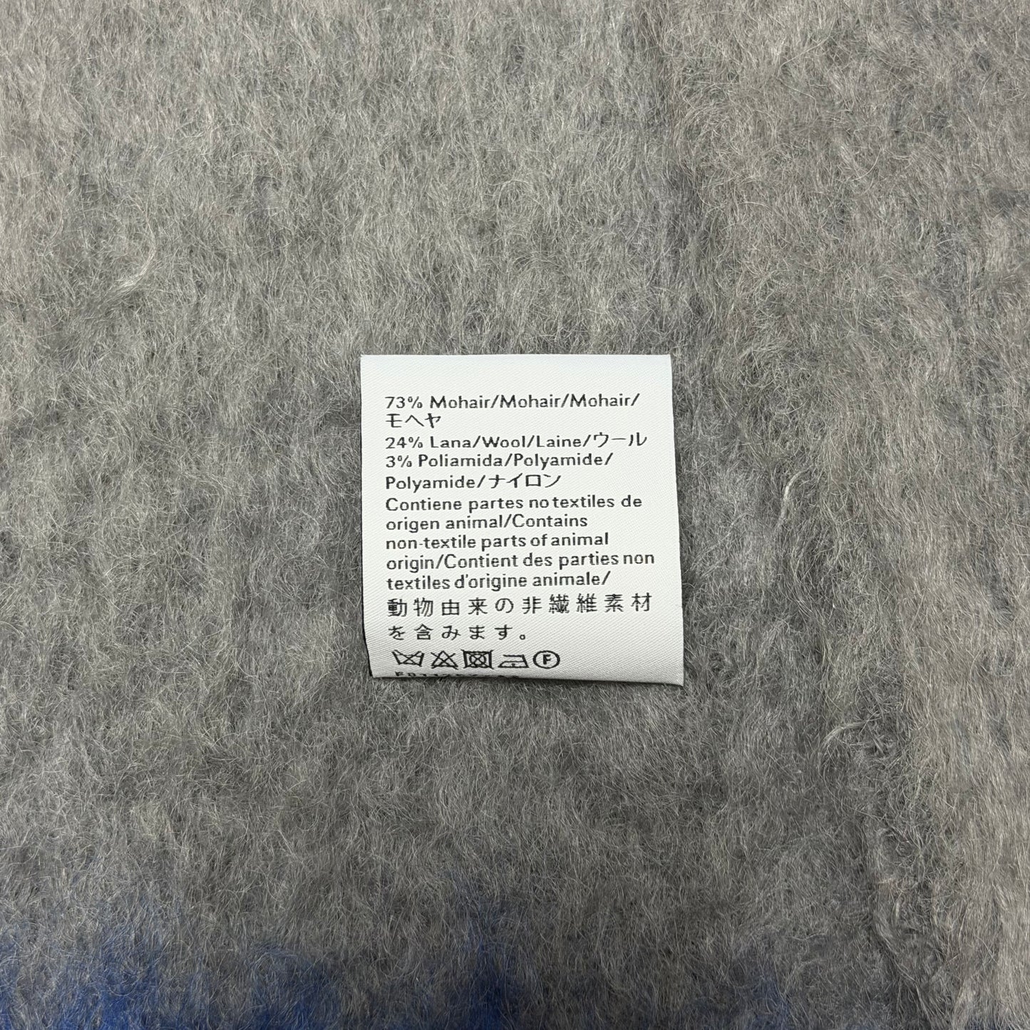 LOEWE Fall Winter 2024 Mohair & Wool Anagram Patch Fringe Scarf