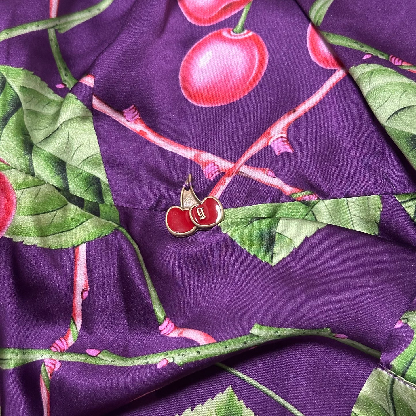 JOHN GALLIANO Fall Winter 2003 Cherry Print Silk Mini Dress