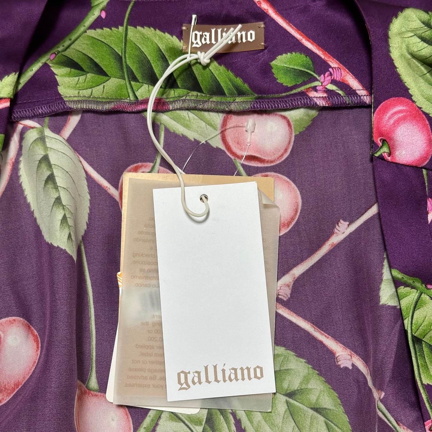 JOHN GALLIANO Fall Winter 2003 Cherry Print Silk Mini Dress