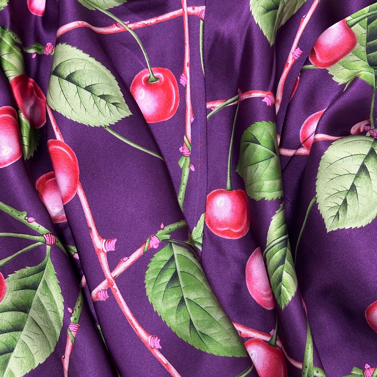 JOHN GALLIANO Fall Winter 2003 Cherry Print Silk Mini Dress