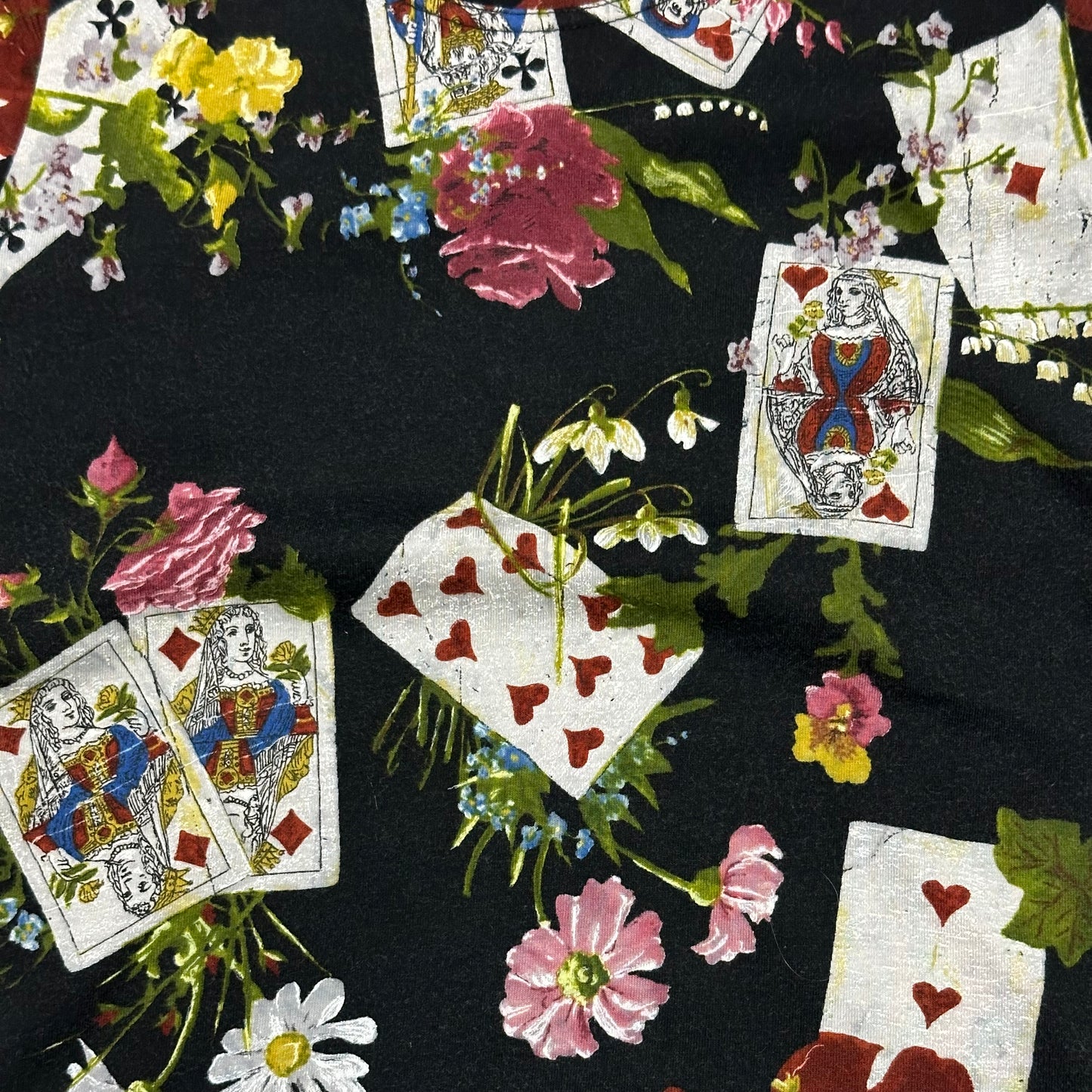 CHRISTIAN DIOR Fall Winter 2002 Floral Playing Cards Print T-Shirt