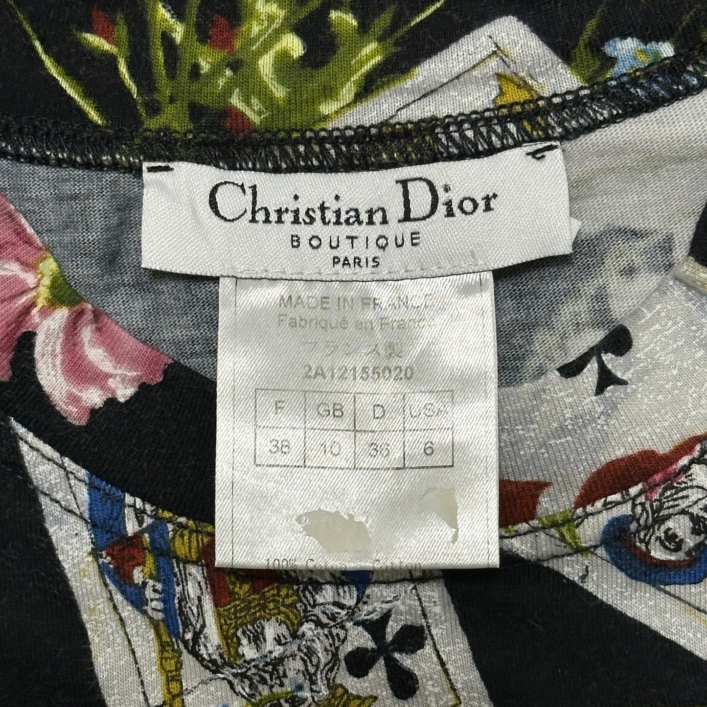 CHRISTIAN DIOR Fall Winter 2002 Floral Playing Cards Print T-Shirt