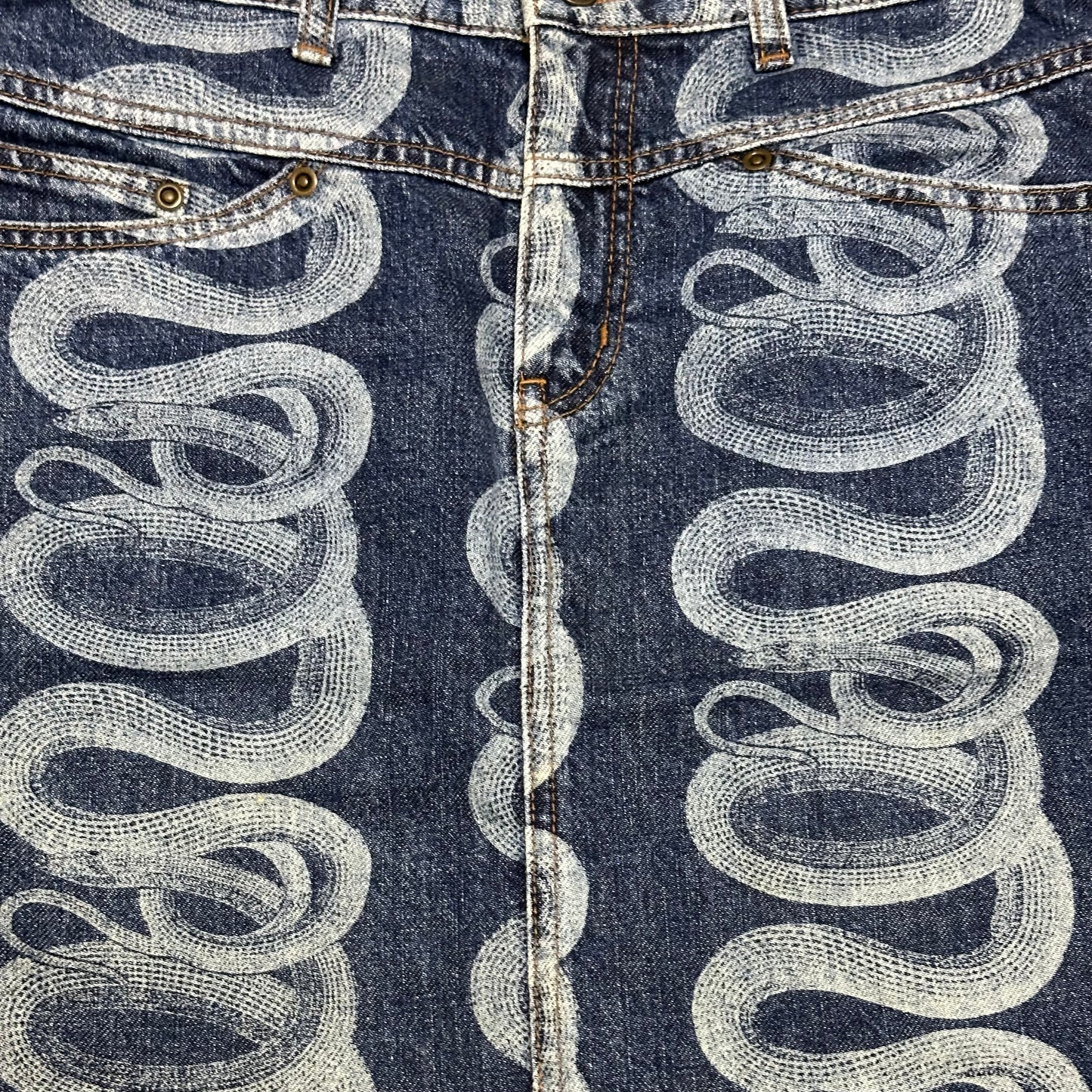HYSTERICS Snake Print Denim Midi Skirt