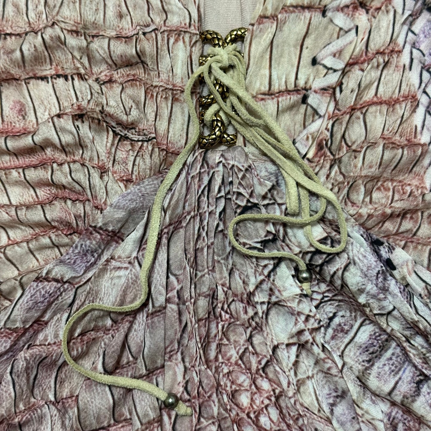 ROBERTO CAVALLI Spring Summer 2011 Crocodile Laced Up Print Dress