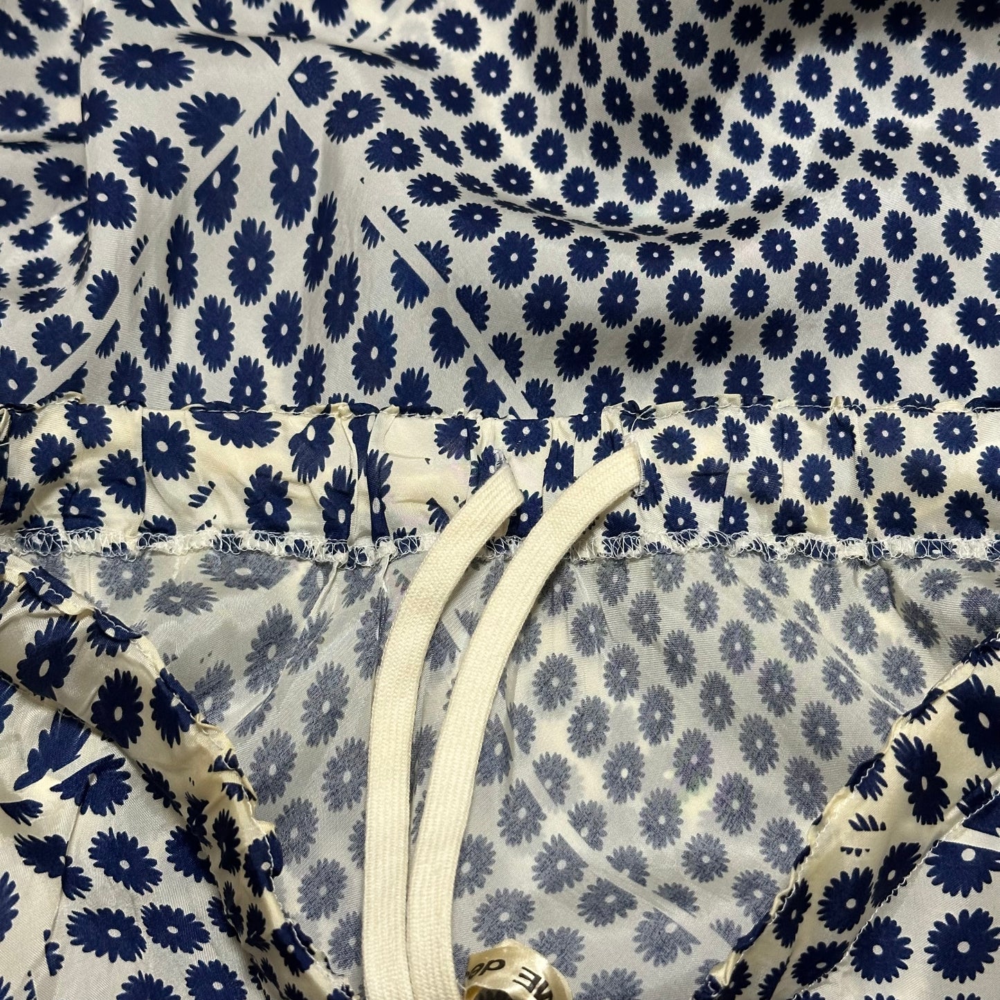 COMME DES GARÇONS Optical Floral Print Deim Trim Midi Skirt