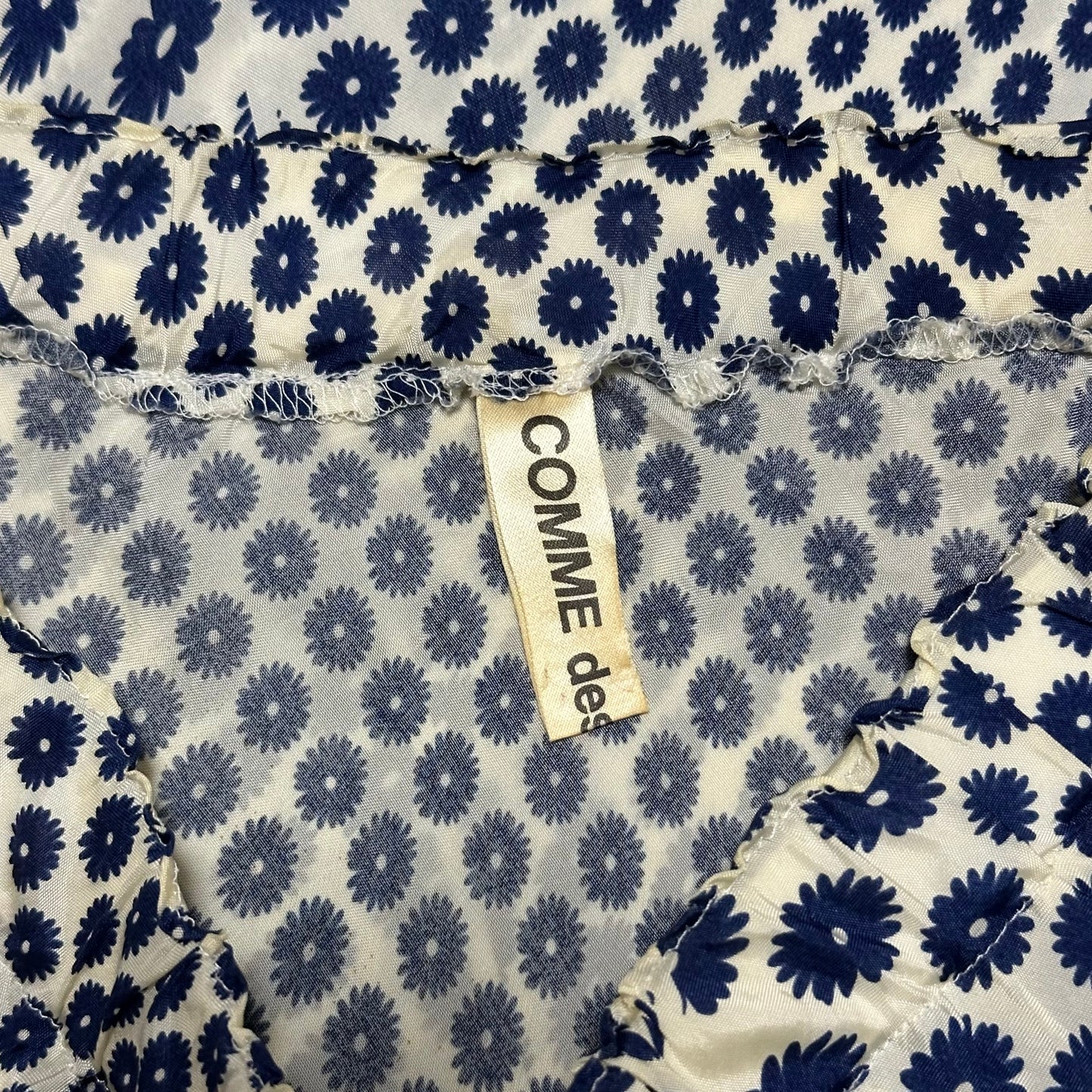 COMME DES GARÇONS Optical Floral Print Deim Trim Midi Skirt