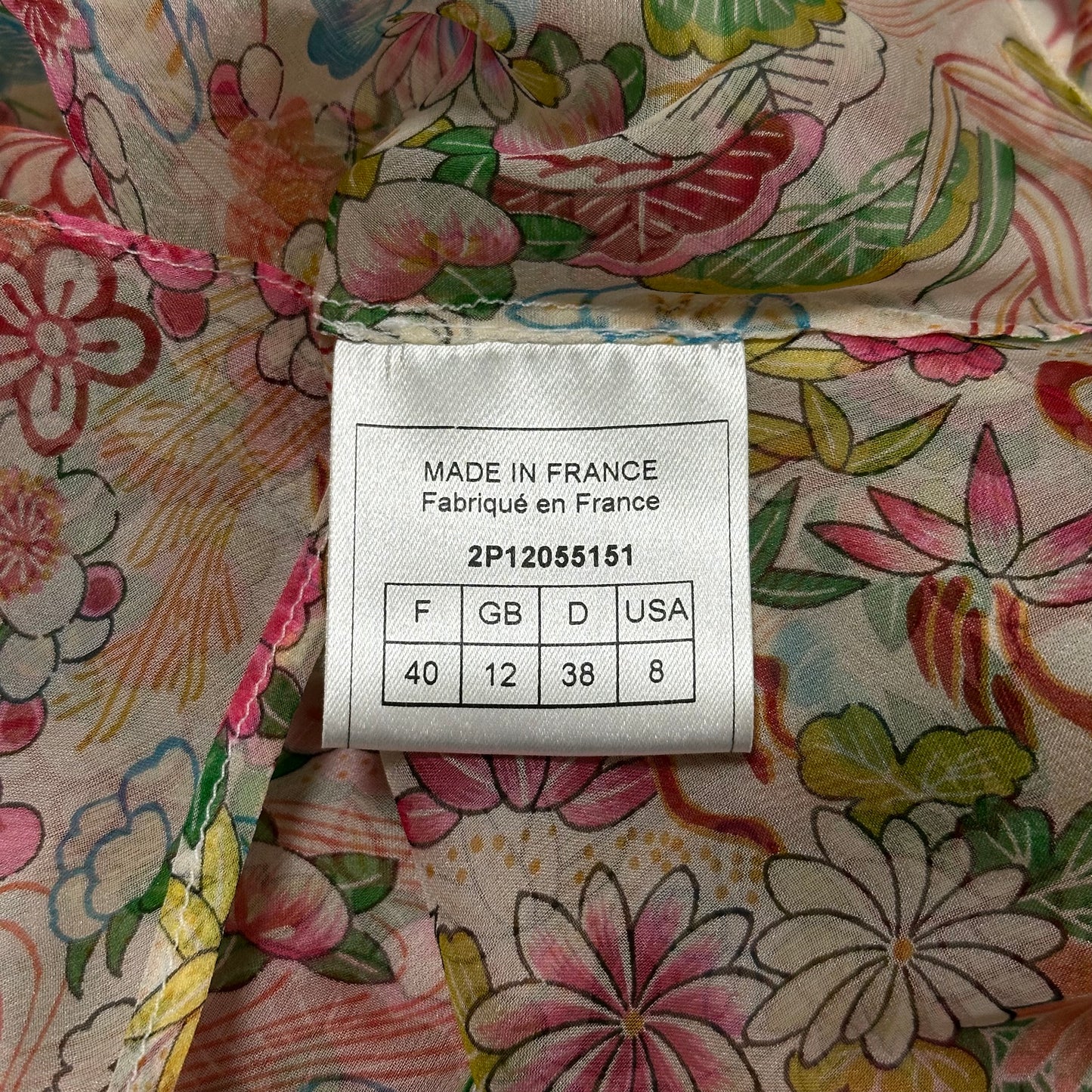 CHRISTIAN DIOR Spring Summer 2002 Floral Print Silk Chiffon Wrap Shirt