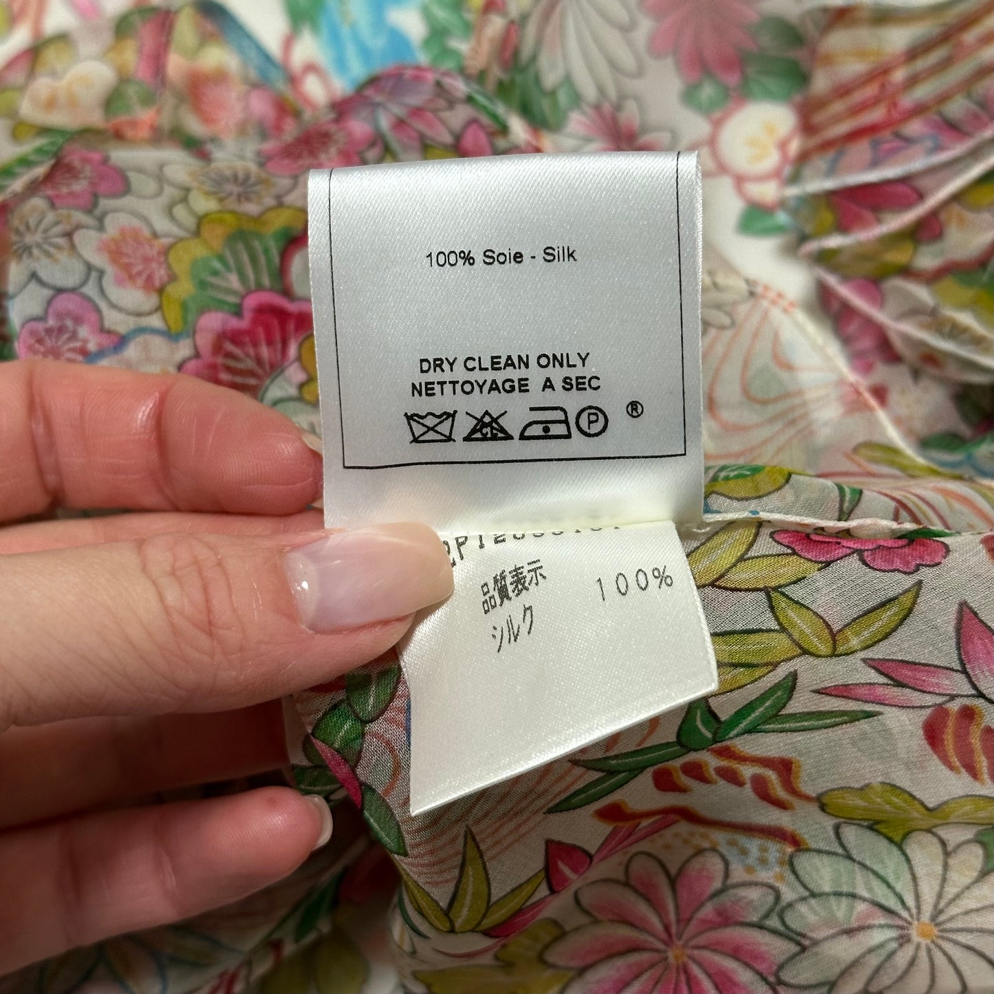 CHRISTIAN DIOR Spring Summer 2002 Floral Print Silk Chiffon Wrap Shirt