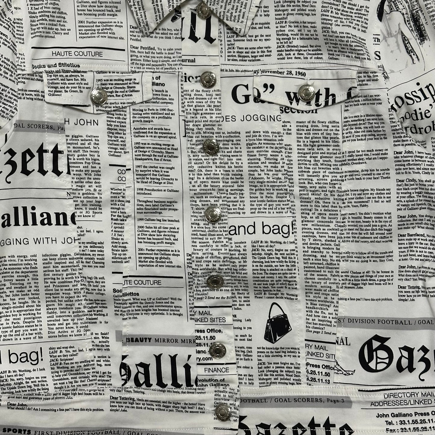 JOHN GALLIANO Fall Winter 2005 Newspaper Print Denim Jacket