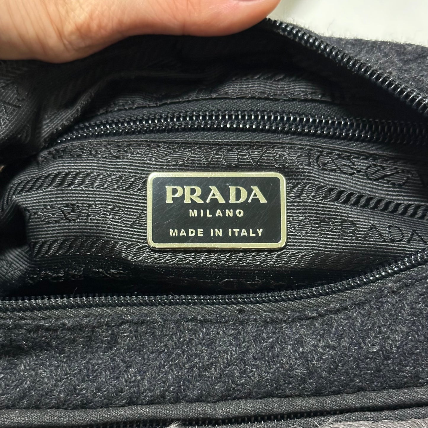 PRADA Fall Winter 1999 Lamb Fur and Wool Shoulder Bag