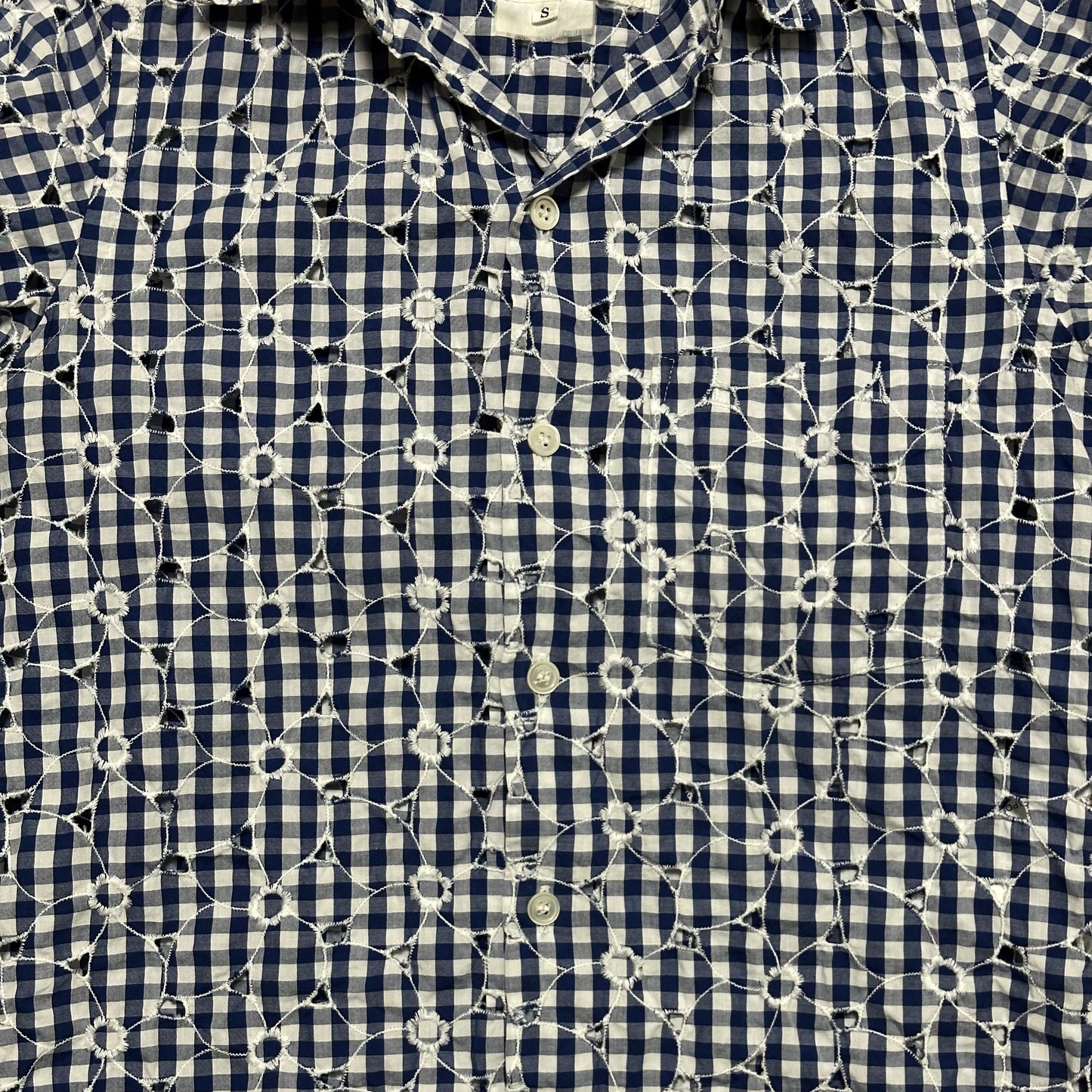 JUNYA WATANABE Spring Summer 2009 Embroidered Gingham Checkered Three-Quarter Sleeve Shirt