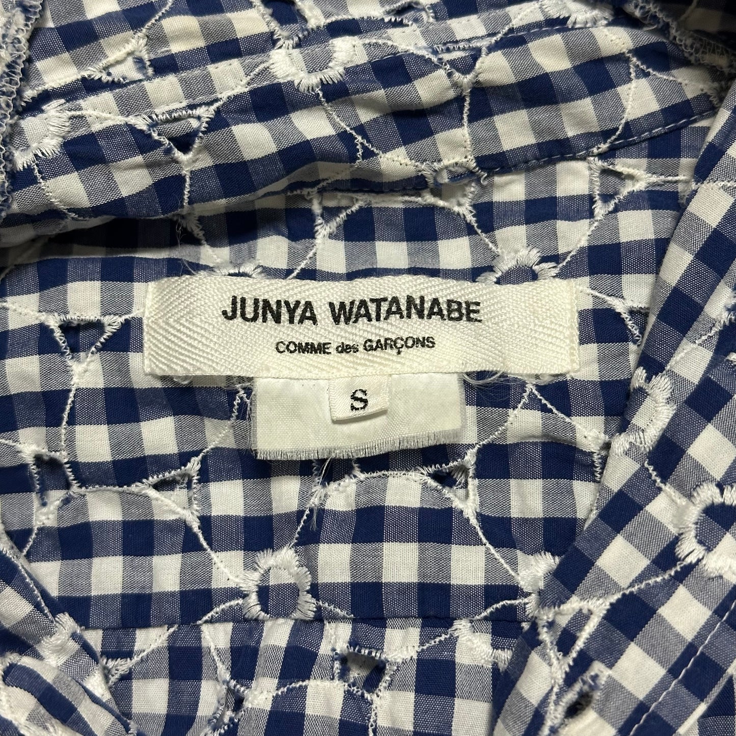 JUNYA WATANABE Spring Summer 2009 Embroidered Gingham Checkered Three-Quarter Sleeve Shirt