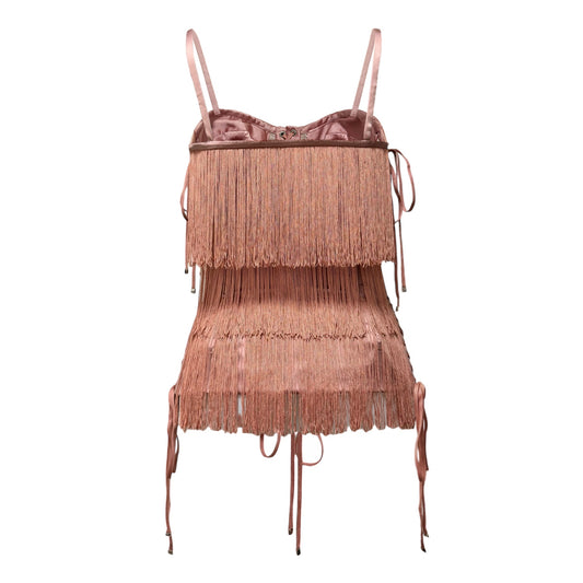DOLCE&GABBANA Fall Winter 2003 Fringed Lace-Up Corset Bustier