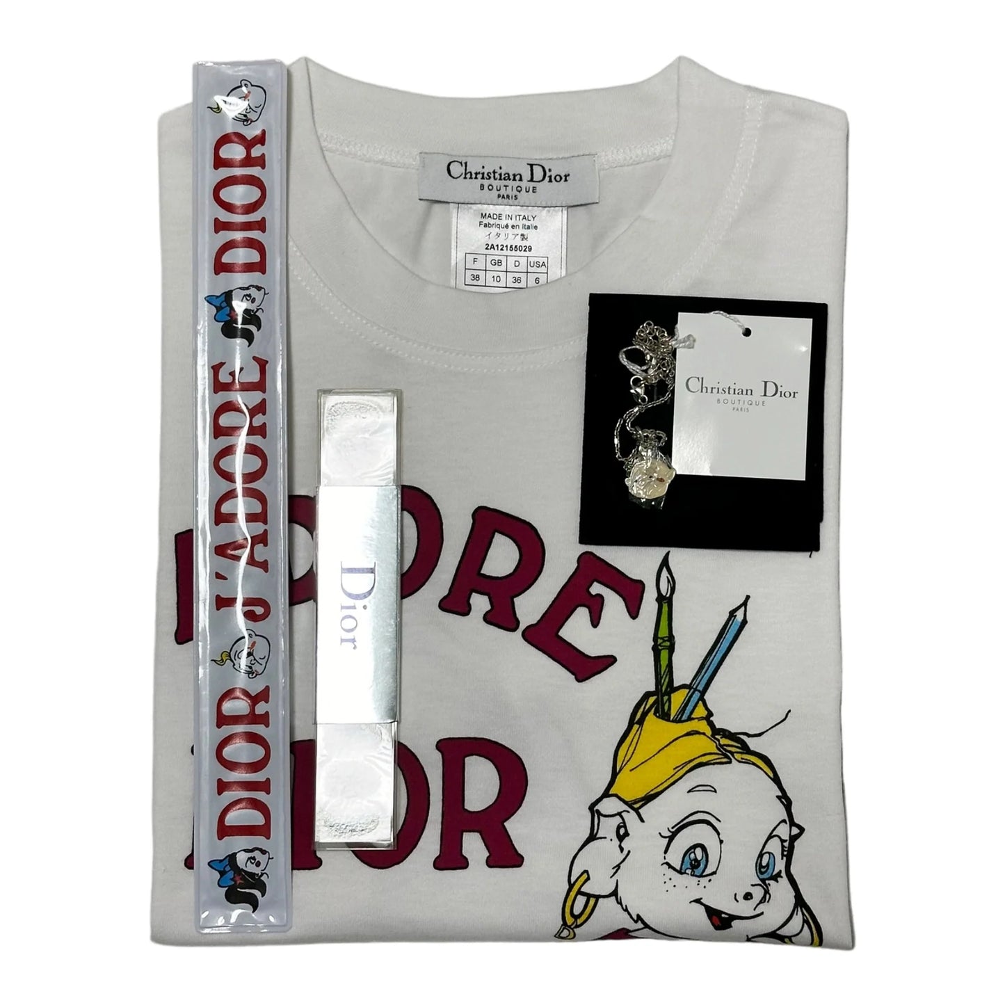 CHRISTIAN DIOR Spring Summer 2002 Cartoon "J'ADORE DIOR" T-Shirt Set