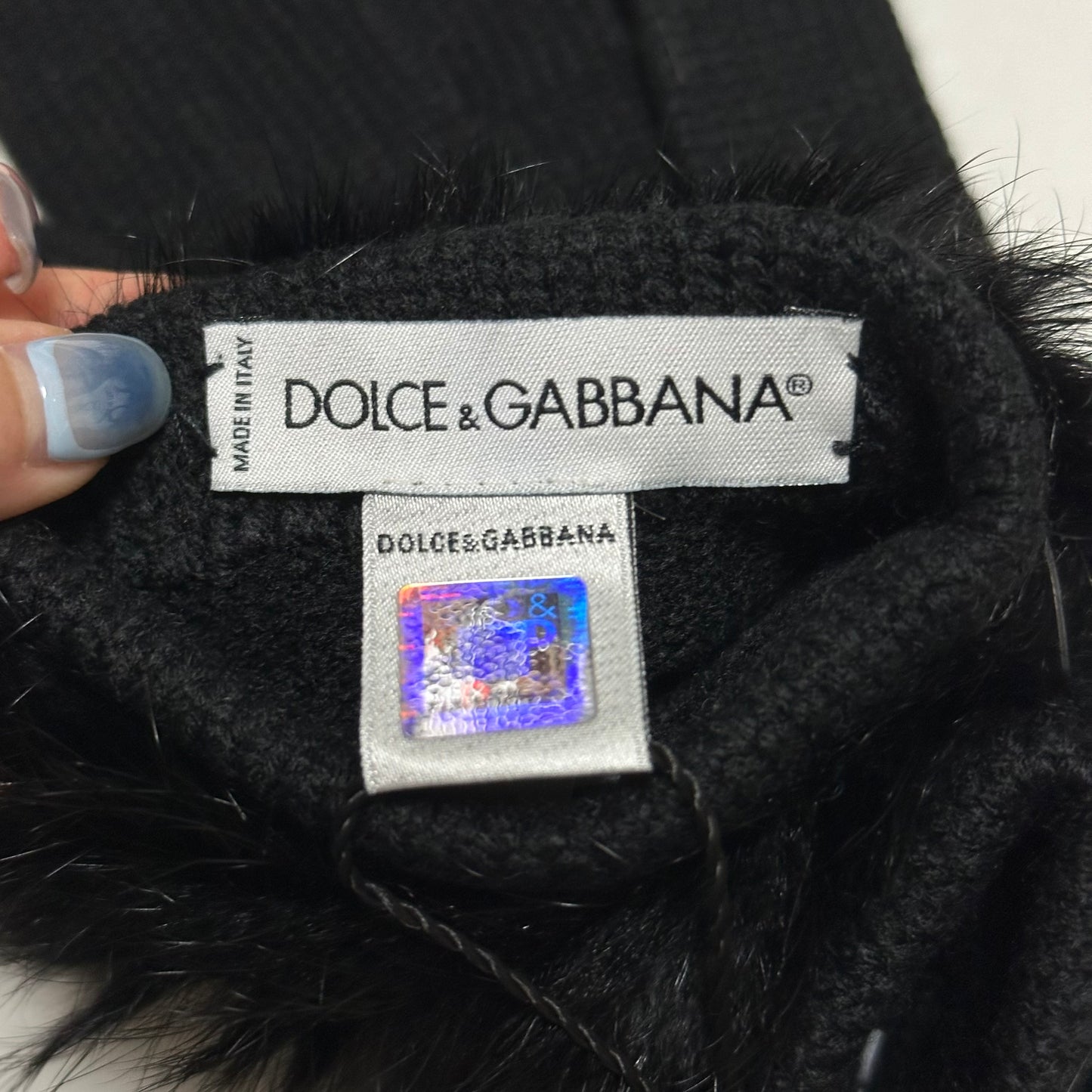DOLCE&GABBANA Fur Trim Knit Gloves