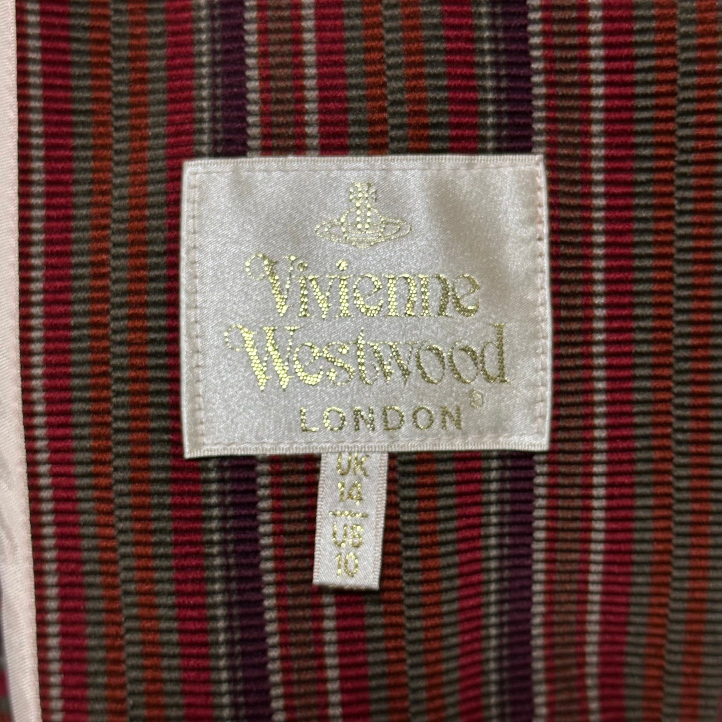 VIVIENNE WESTWOOD Fall Winter 1998 "Dressed To Scale" Striped Jacket with Orb Buttons
