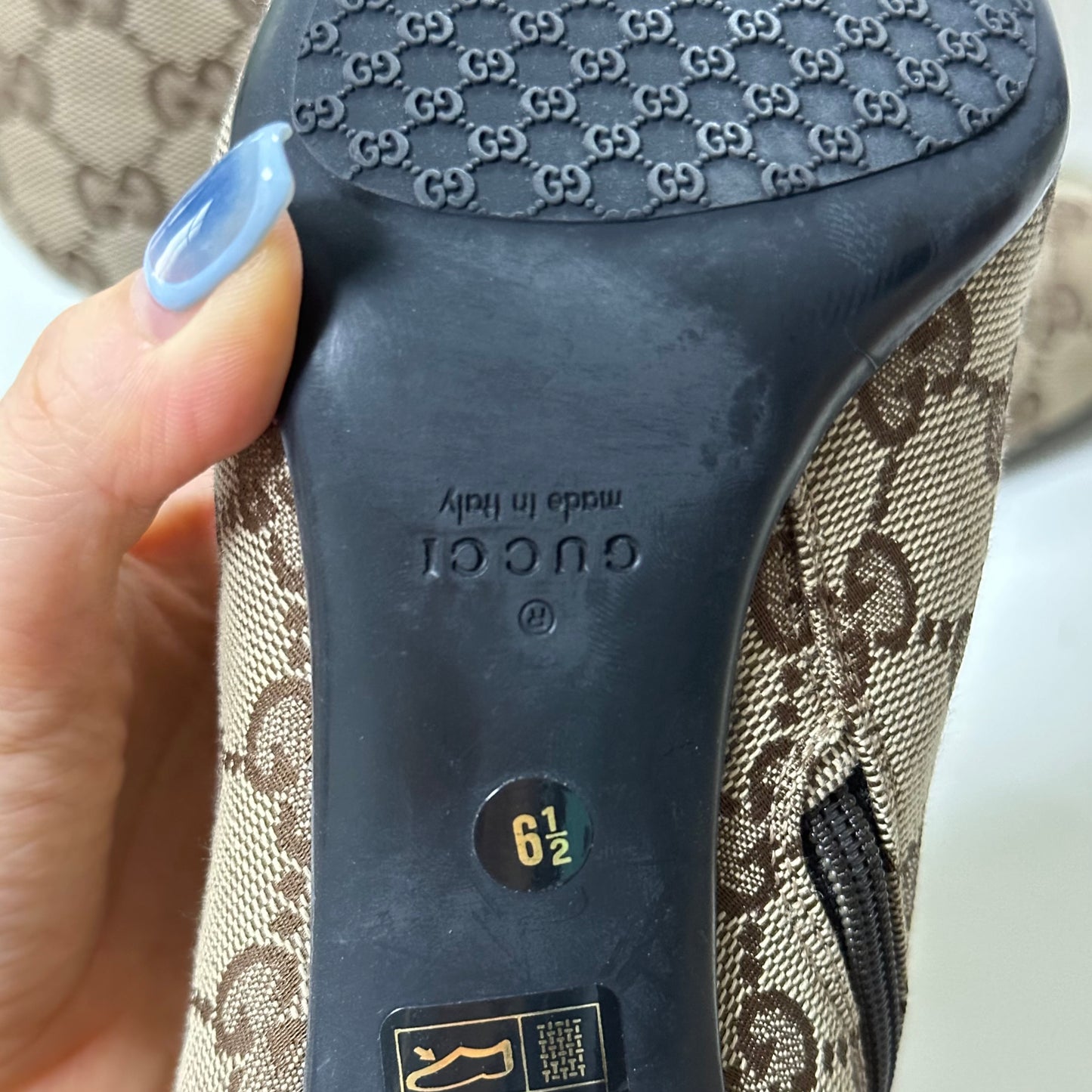 GUCCI GG Monogram Canvas Pointed Toe Ankle Boots