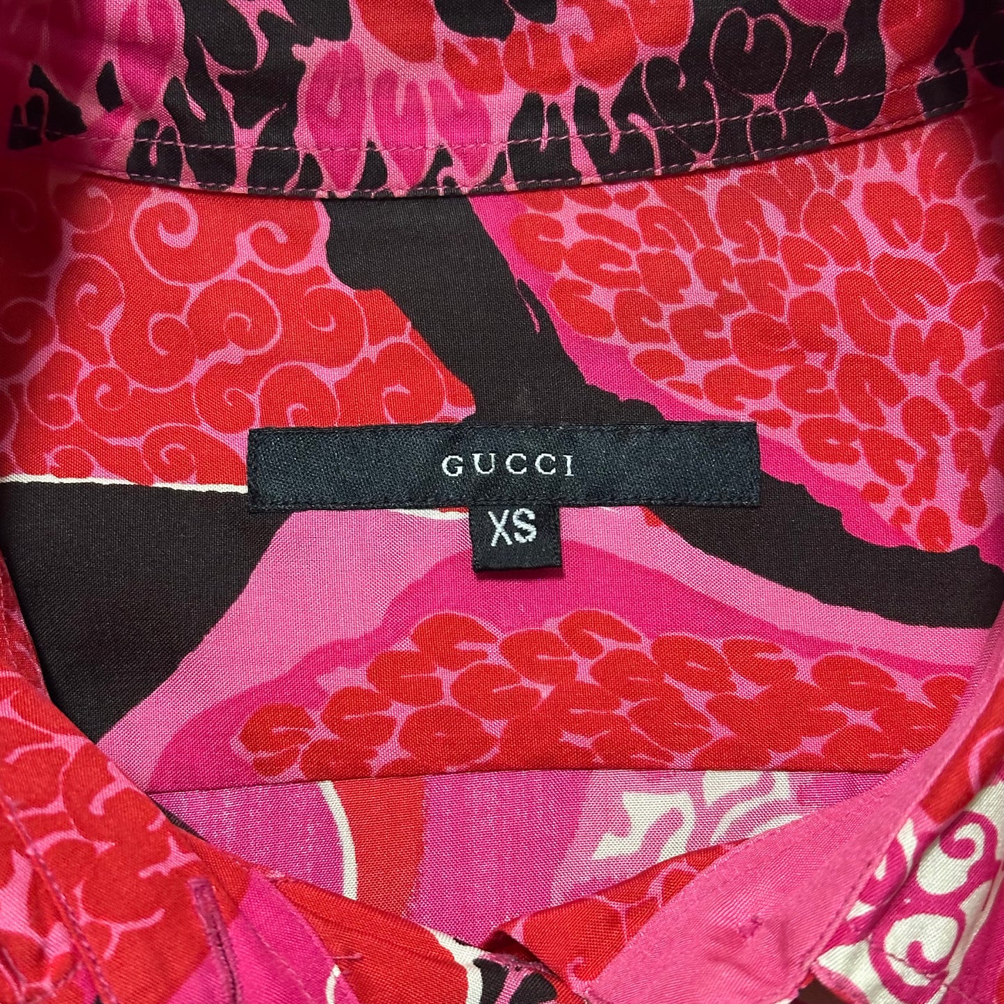 GUCCI Spring Summer 1999 "Hippie Chic" Acid Flower Print Silk Button Up Shirt
