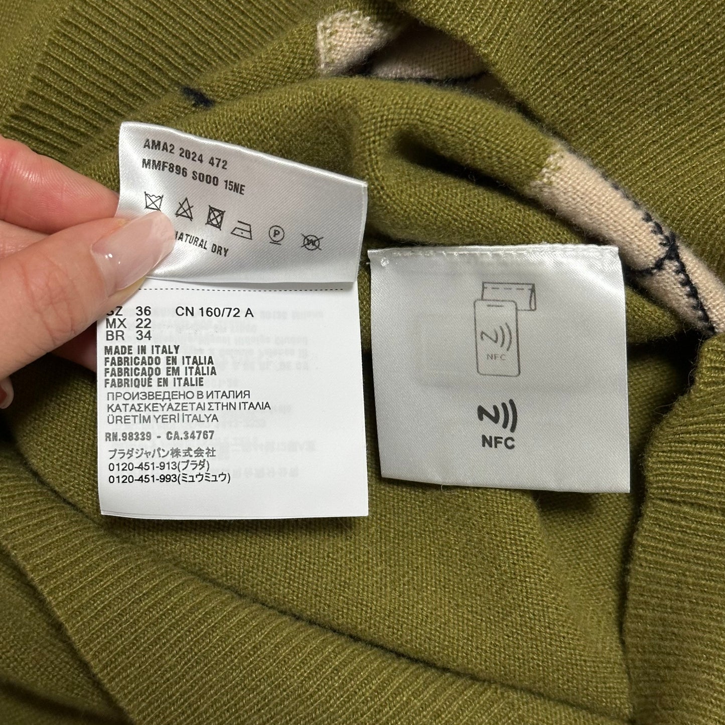 MIU MIU Fall Winter 2024 Argyle Knit Cashmere Cardigan