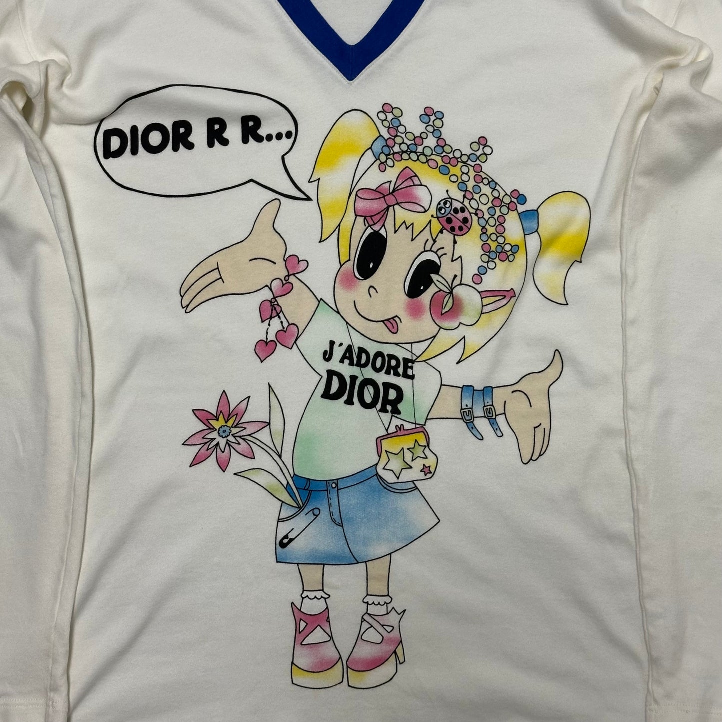 CHRISTIAN DIOR Spring Summer 2005 Cartoon Girl "J'ADORE DIOR" Long Sleeve T-Shirt