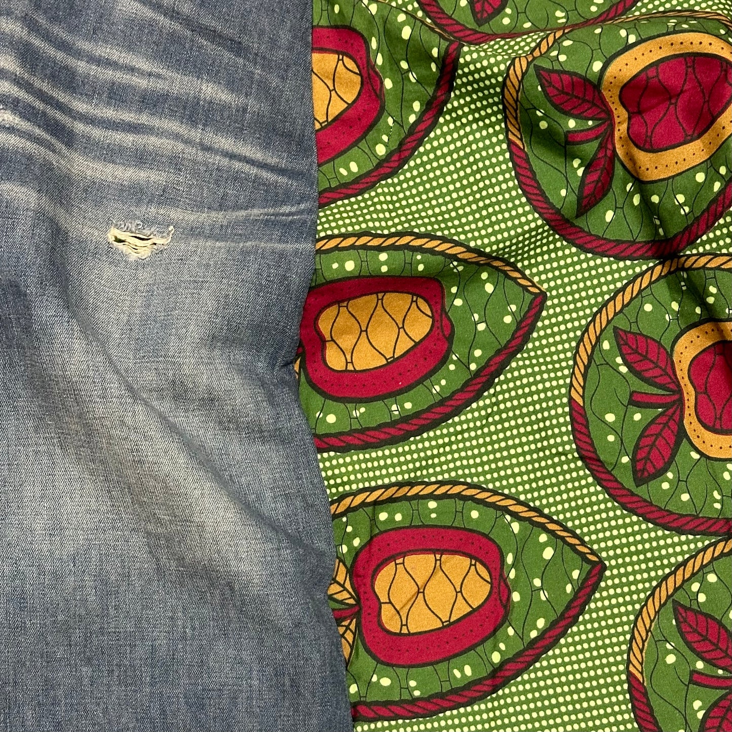 JUNYA WATANABE Spring Summer 2009 African Print Wrap Denim Skirt