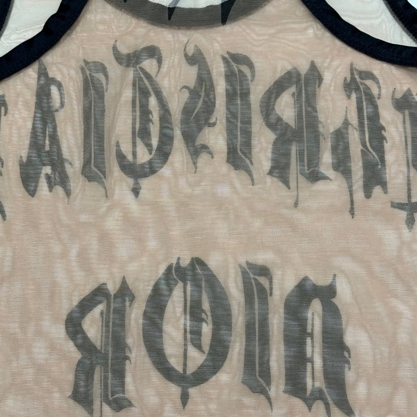 CHRISTIAN DIOR Spring Summer 2002 Gothic Logo Mesh Tank Top