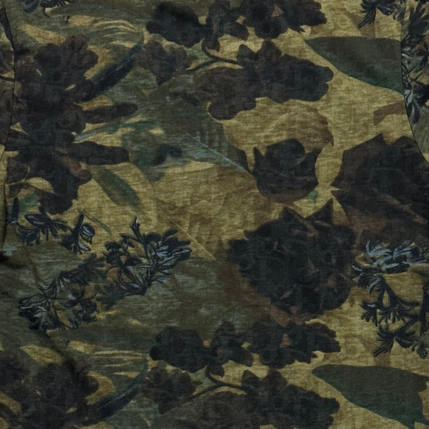 CHRISTIAN DIOR Spring Summer 2005 Camouflage Print Floral Embroidered T-Shirt with Broach